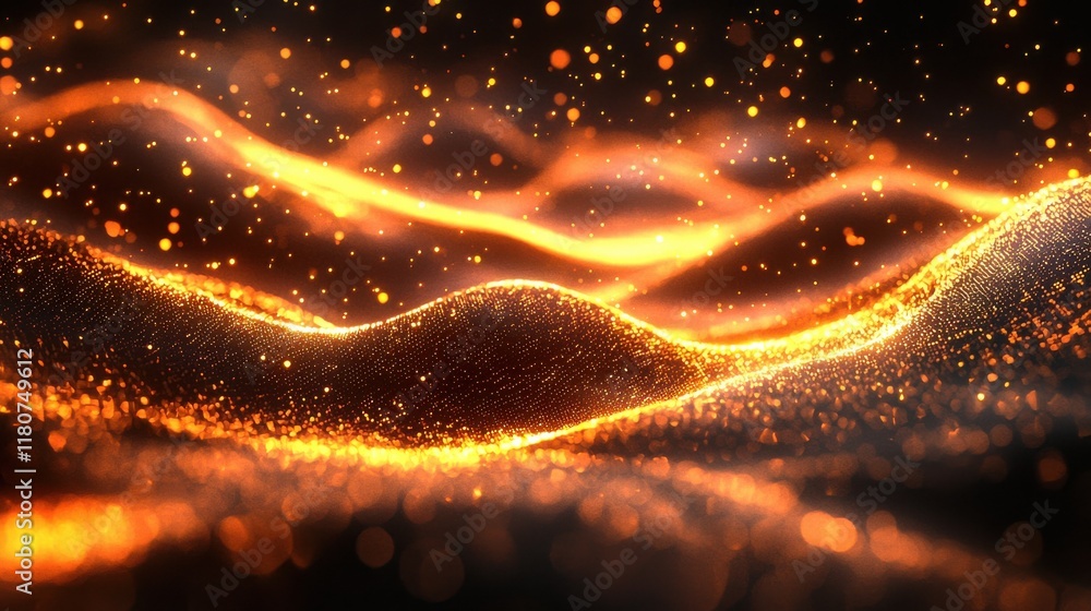 Aufkleber Exploring abstract glowing waves in high fidelity internet banking visuals digital realm graphic design nighttime conceptualizing modern finance