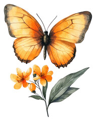 PNG Orange butterfly on flower flowers art invertebrate.