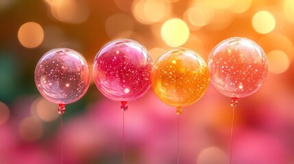 Four Sparkling Balloons in a Festive Atmosphere