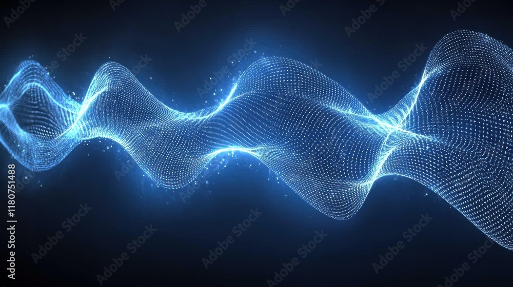 Poster visualizing the digital waves of internet banking data encryption online finance sector high fidelit