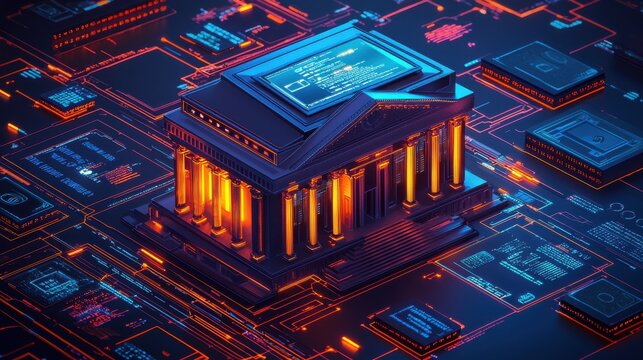 Dynamic glowing money transfer animations virtual intern experience high fidelity digital environment futuristic banking concept