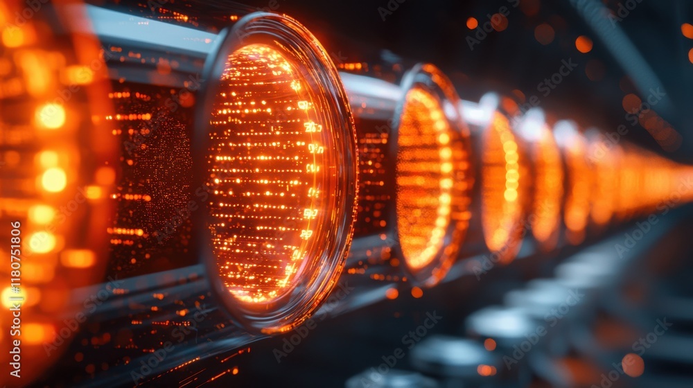 Poster enhancing internet banking security visualizing high fidelity glowing technology in digital finance 