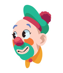 happy clown head character