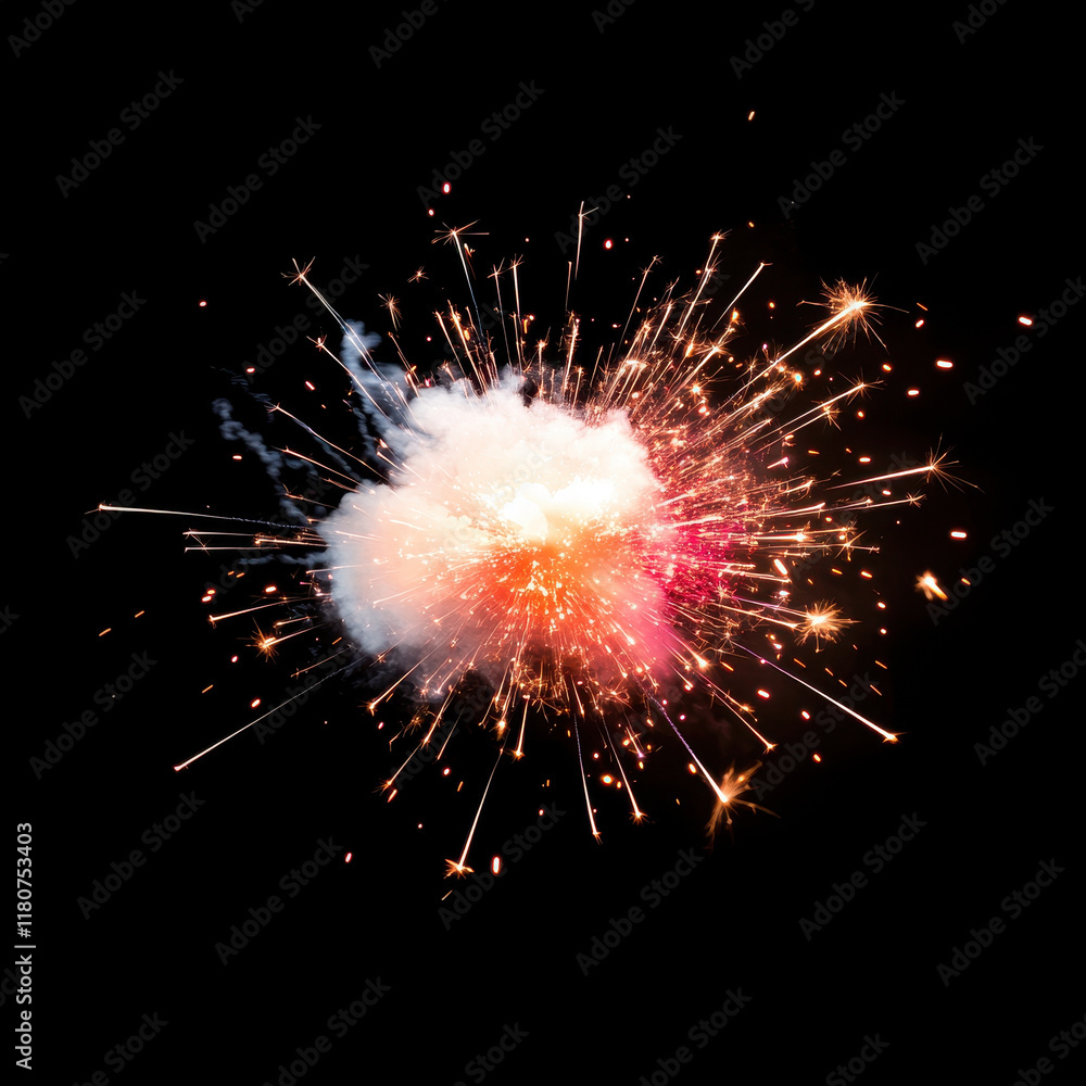 Poster explosive light display with vibrant colors and sparkling effects