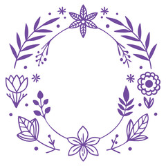 set of whimsical floral icons with ornamental dividers and garden-inspired frame