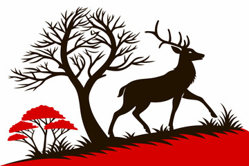 Valentine Set of Animal Silhouettes: Wolf, Dolphin, Elephant, Bird, Owl, and More