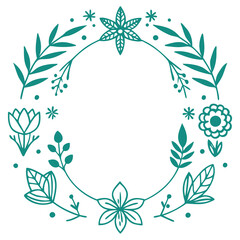 set of whimsical floral icons with ornamental dividers and garden-inspired frame