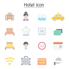 Hotel icon set in thin line style