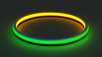 Illuminated Circular Ring with Green and Yellow Neon Lights