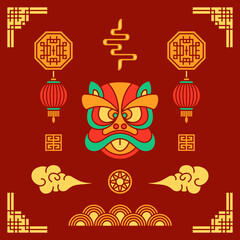 Set of Chinese New Year Element on Flat Design