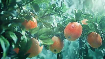 Juicy Oranges on a Lush Tree: A Vibrant Summer Scene