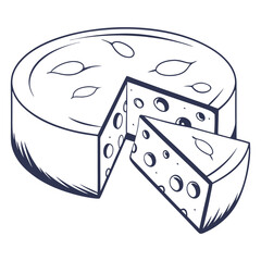 black and white cheese on white background