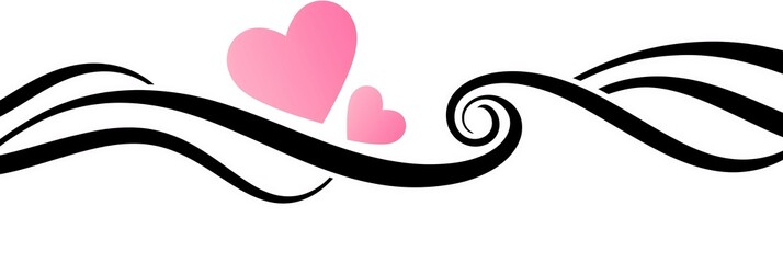 Simple line drawing of two pink paper hearts connected by a black wavy string, in a clip art style on a white background, symbolizing love and connection.  

