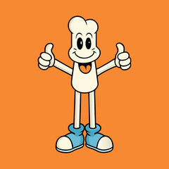 A bone character doing thumbs up cartoon mascot