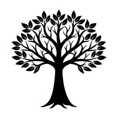 tree with leaves silhouette