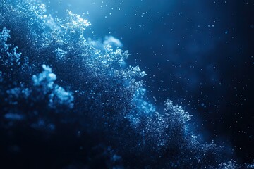 Obraz premium Ethereal blue underwater scene with shimmering particles