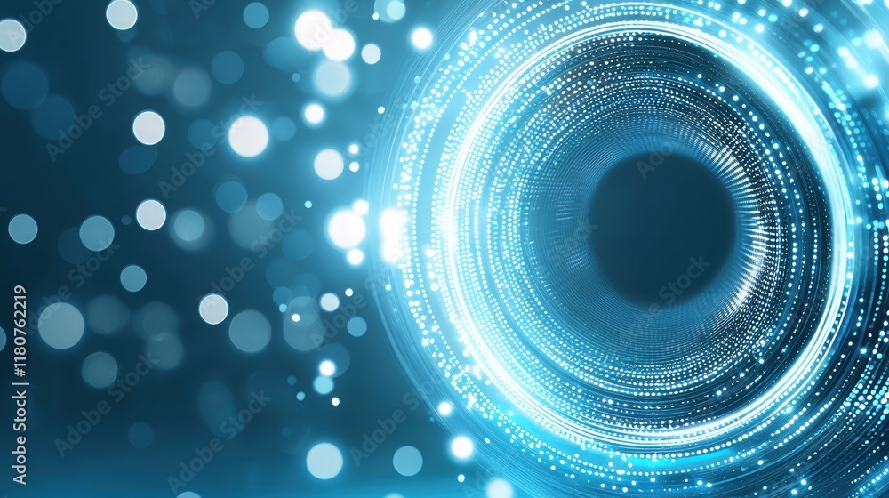 Poster illuminated matrix design with intricate chip patterns and blue light effects