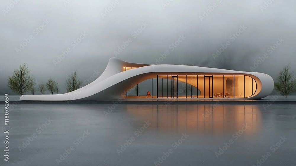 Poster sleek and modern geometric architectural structure designed to harness and convert human motion ener