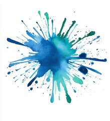 Fototapeta premium Painting in Shades of Blue and Green – High-Resolution Clipart Sticker Style with Margins on a White Background, Perfect for Creative and Minimalist Designs