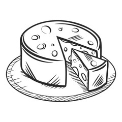 black and white cheese on white background