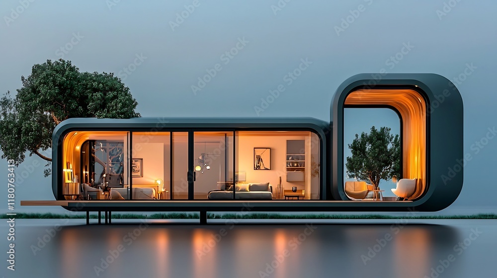 Poster sleek and modular architectural structure with futuristic design and high tech elements lightweight 