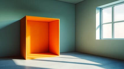 Orange Room Cube Minimalist Interior Design
