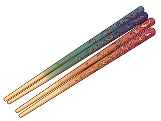 Elegant and Colorful Asian Chopsticks Illustration