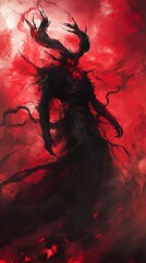 Fototapeta premium Crimson Nightmare: A Dark Fantasy Creature