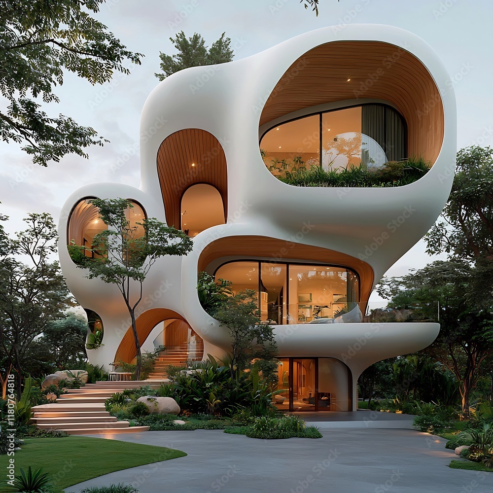 Poster innovative climate responsive architectural that seamlessly integrate form and function with intrica