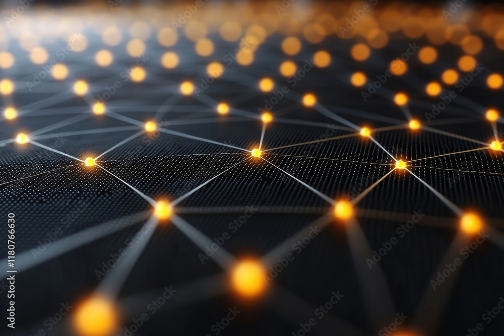 Poster abstract network connection: glowing nodes and interconnecting lines