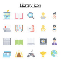 Library icon set in thin line style