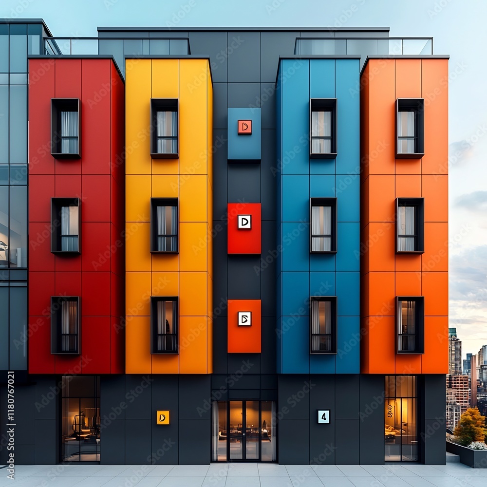 Poster thermochromic condominium facade with smooth polychromatic cladding captivating color play respondin