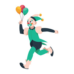 happy clown with balloons cartoon