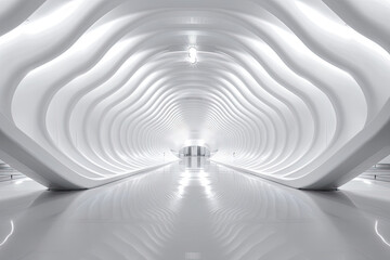 Naklejka premium clean and bright minimalistic architectural interior with wavy patterns