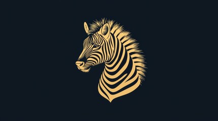 Elegant Golden Zebra Head Illustration with Striking Details