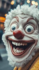Obraz premium Close-up of a Creepy Smiling Clown Mask
