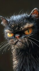 Fototapeta premium Grumpy Cat Portrait: A Close-Up of Feline Majesty