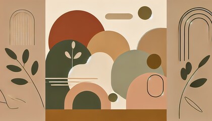 Minimalist abstract shapes in earthy tones, creating a warm and modern aesthetic