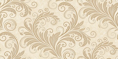 A floral patterned wallpaper with a gold and tan color scheme