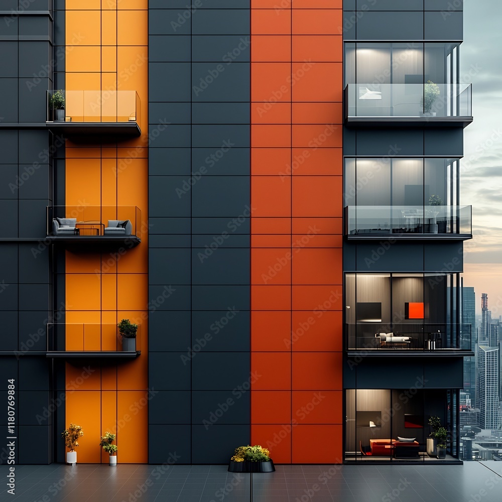 Poster thermochromic condominium facade smooth polychromatic cladding with captivating color play respondin