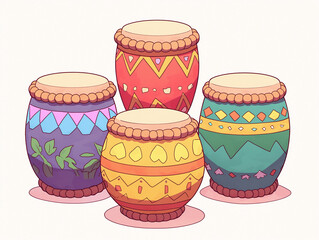 Colorful Traditional Drums Illustration