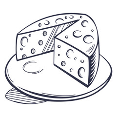 black and white cheese on white background