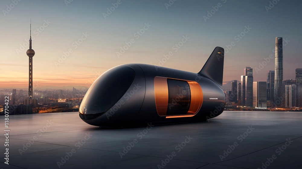 Poster sleek angular silhouette of a futuristic geothermal powered architectural structure with smooth refl