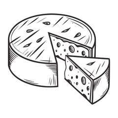 black and white cheese on white background