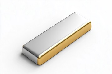 Isolated candy bar in gold and silver foil from above.