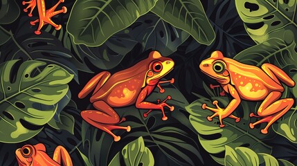 rainforest frog seamless pattern wallpaper