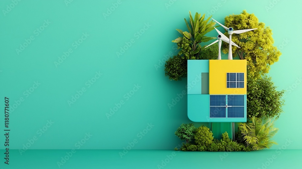 Poster futuristic hydrogen powered skyscraper featuring a sleek and angular architectural design with clean