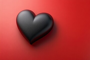 Fototapeta premium Black Heart on Red Background Artistic Paper Design