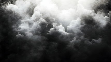 Fototapeta premium Dramatic black and white image of a misty forest, showcasing a contrast of light and shadow creating a moody atmosphere.