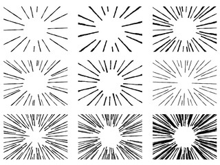 ラフな線の漫画風集中線の素材